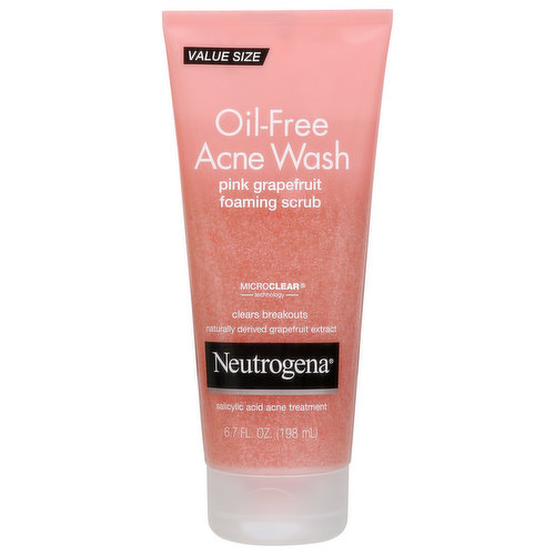 Neutrogena Foaming Scrub, Pink Grapefruit, Oil-Free Acne Wash, Value Size