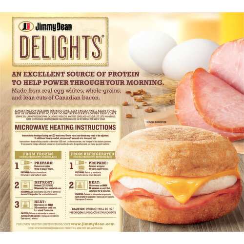 Jimmy Dean Sandwiches, Canadian Bacon, Egg White & Cheese, Honey Wheat English Muffin