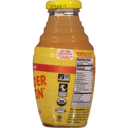 Wonder Melon 100% Juice, Organic, Lemon Ginger, Cold Pressed