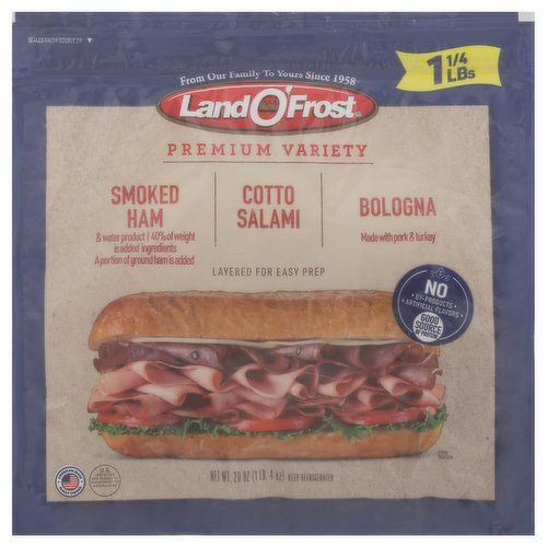 Land O'Frost Sandwich Meat, Smoked Ham/Cotto Salami/Bologna, Premium Variety