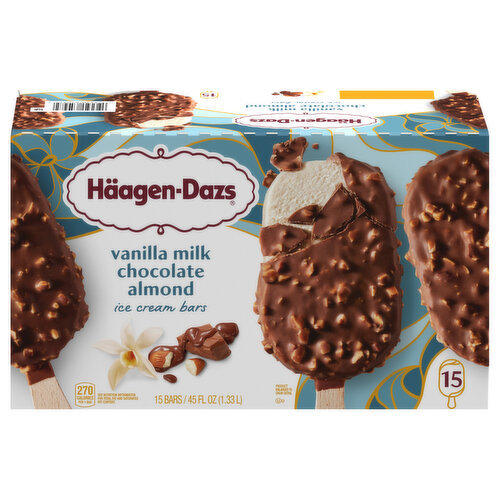 Haagen-Dazs Häagen-Dazs Vanilla Milk Chocolate Almond Ice Cream Snack Bars, 15 Count