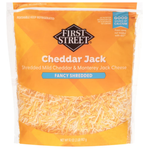 First Street Fancy Shredded Cheese, Cheddar Jack