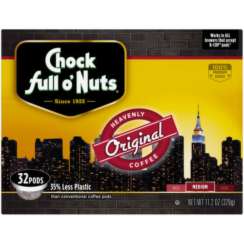 Chock Full O Nuts Original Medium Roast Ground Coffee Single Serve Pods