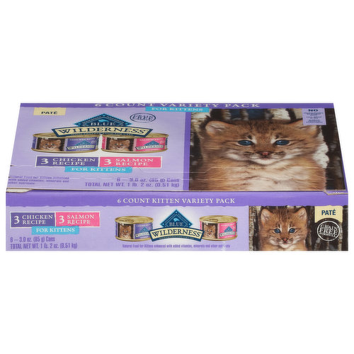 Blue Buffalo Food for Cats, Chicken Recipe, Salmon Recipe, for Kittens, Variety Pack