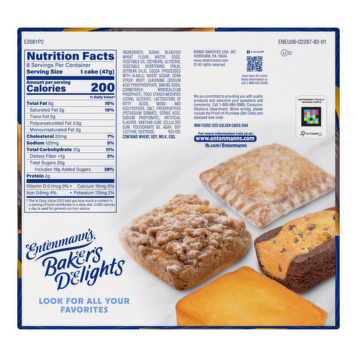 Entenmann's Fudge Golden Snack Cakes