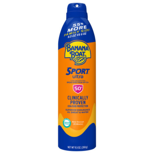 Banana Boat Clear Sunscreen Spray, Broad Spectrum SPF 50+, Family Size