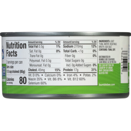 Bumble Bee Tuna, in Water, Light, Chunk