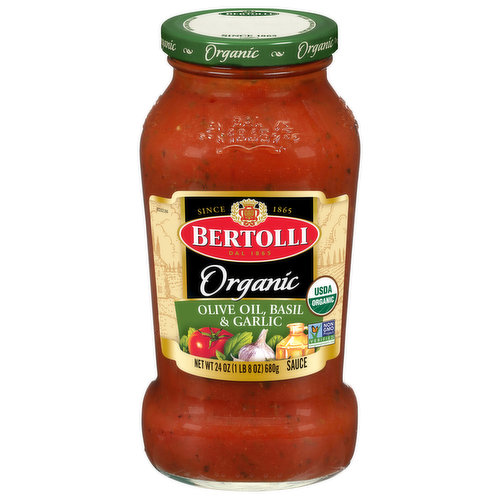 Bertolli Sauce, Organic, Olive Oil, Basil & Garlic
