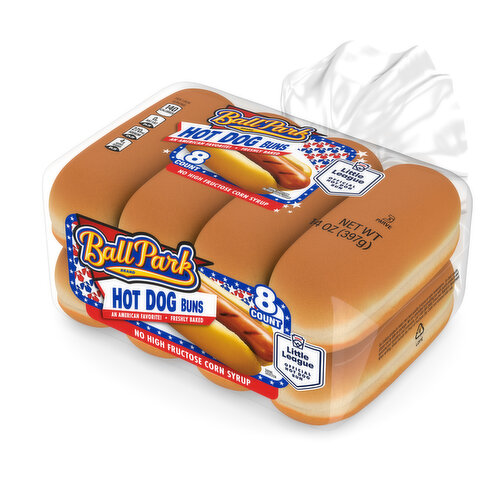 Ball Park White Hot Dog Buns, 8 count, 14 oz
