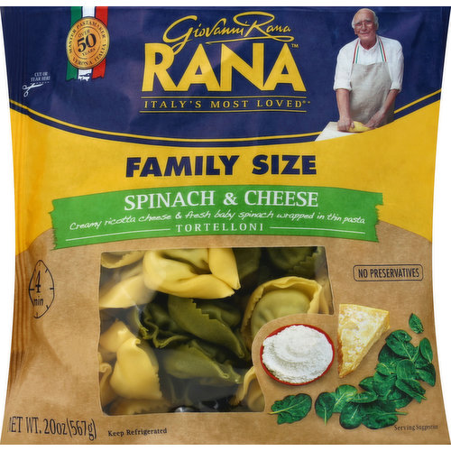 Rana Tortelloni, Spinach & Cheese, Family Size