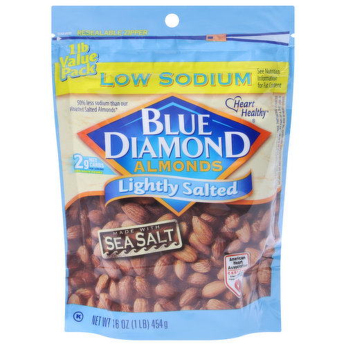 Blue Diamond Almonds, Lightly Salted, Low Sodium, Value Pack