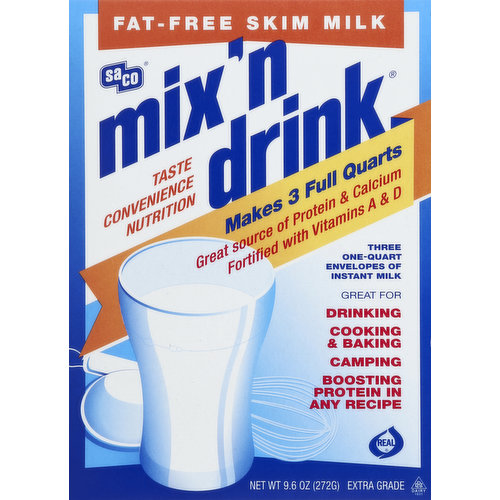 Saco Milk, Instant, Fat-Free Skim