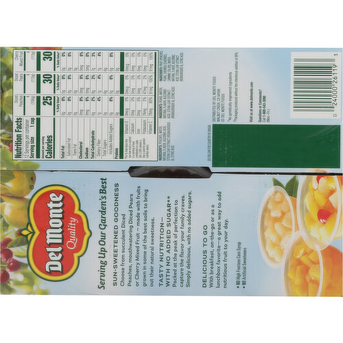 Del Monte No Sugar Added Diced Peaches/Diced Pears/Cherry Mixed Fruit Fruit Cups Snacks Family Pack