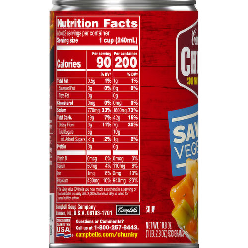 Campbell's Chunky Vegetable Soup,Savory Vegetable