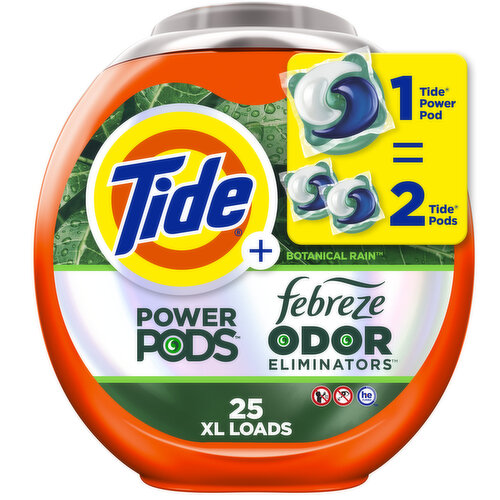 Tide Power Pods Laundry Detergent with Febreze, 25 Ct, Botanical Rain