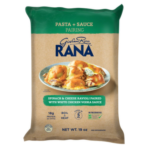 Rana Pasta + Sauce Pairing, Spinach & Cheese Ravioli