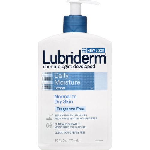 Lubriderm Lotion, Daily Moisture, Normal to Dry Skin, Fragrance Free