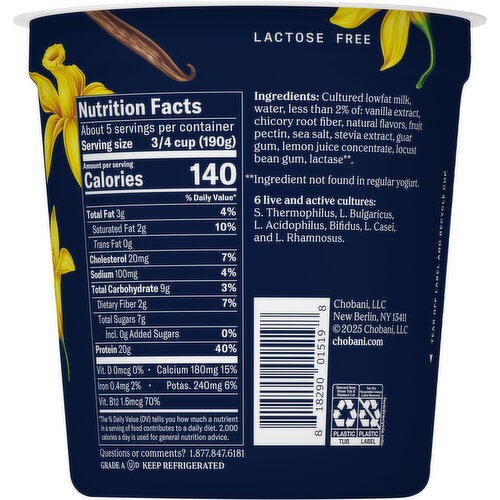 Chobani Lowfat Greek Vanilla Yogurt