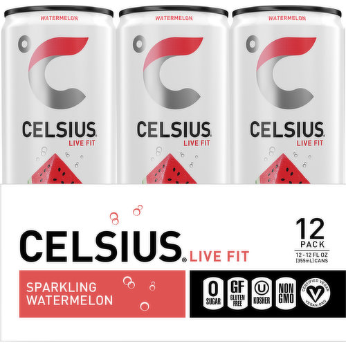 Celsius Essential Energy Drink, Sparkling Watermelon, 12 Fl Oz