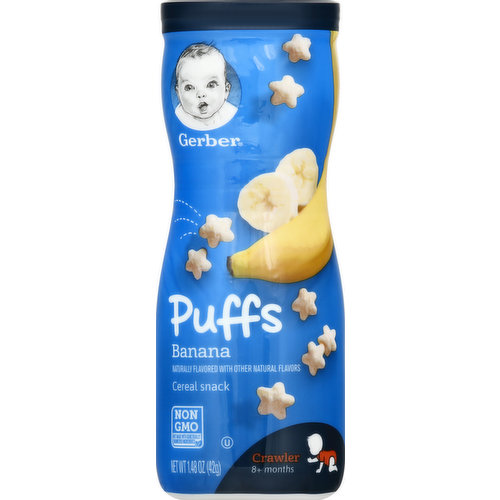 Gerber Cereal Snack, Puffs, Banana