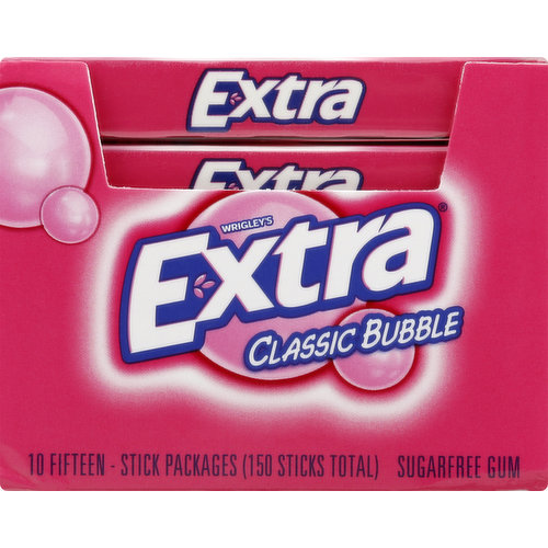 Extra Gum, Sugarfree, Classic Bubble