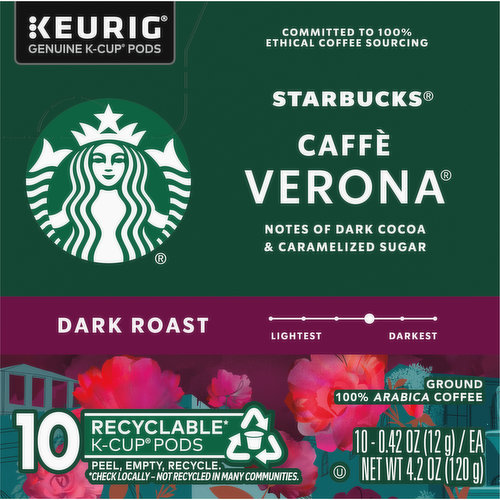 Starbucks Coffee, Dark Roast, Caffee Verona, K-Cup Pods