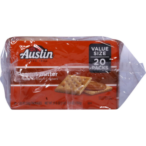 Austin Sandwich Crackers, Peanut Butter, 20 Pack, Value Size