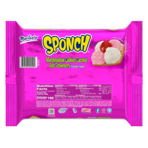 Marinela Shelf-Stable Coconut and Strawberry Marshmallow Cookies, 6 packs, 9.54 oz