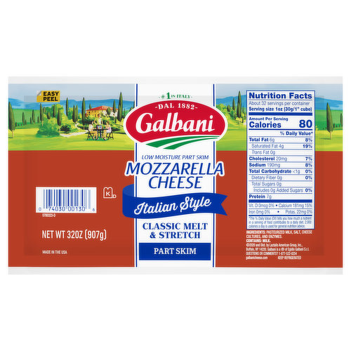 Galbani Cheese, Mozzarella, Italian Style, Part Skim