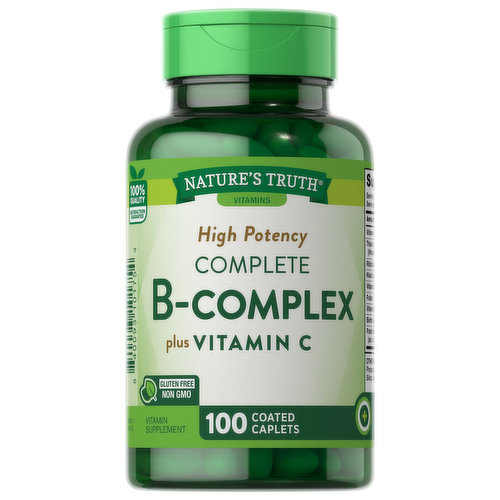 Nature's Truth Vitamin B-Complex, Complete, High Potency, Coated Caplets