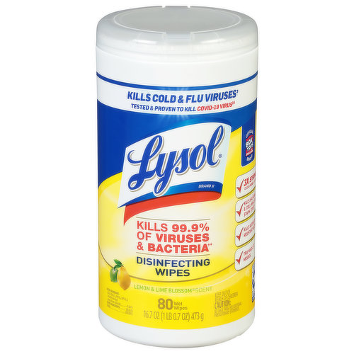 Lysol Disinfecting Wipes, Lemon & Lime Blossom Scent