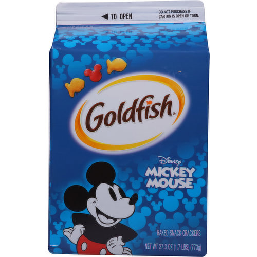 Goldfish Snack Crackers, Cheddar, Baked, Mickey Mouse