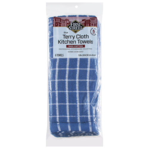 First Street Kitchen Towels, Terry Cloth, Blue