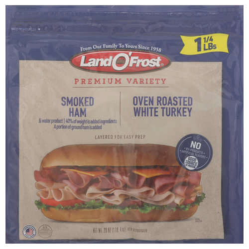 Land O'Frost Smoked Ham & Oven Roasted White Turkey, Premium Variety