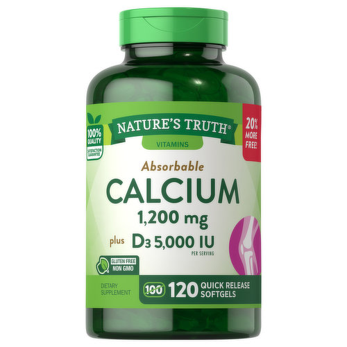 Nature's Truth Calcium, Absorbable, 1200 mg, Quick Release Softgels