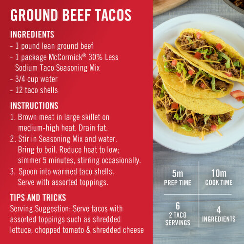 McCormick 30% Less Sodium Taco Seasoning Mix