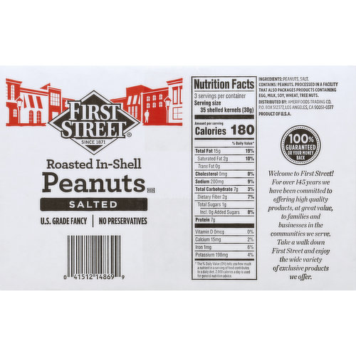 First Street Peanuts, Roasted In-Shell, Salted