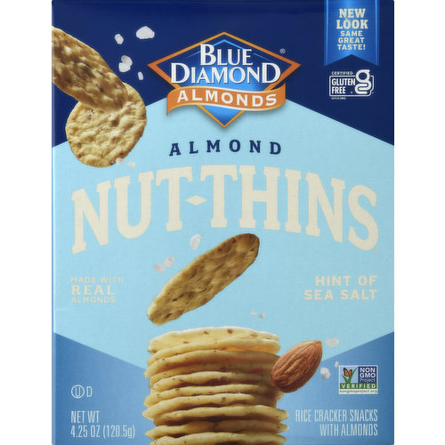 Blue Diamond Rice Crackers Snacks with Almonds, Hint of Sea Salt