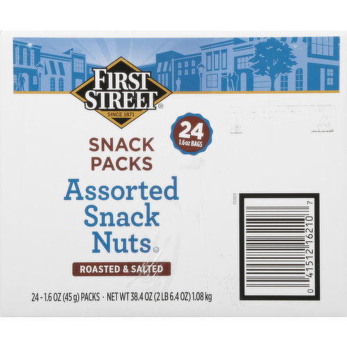 First Street Snack Nuts, Roasted & Salted, Assorted, Snack Packs