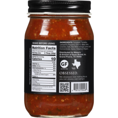 Mateo's Cantina Style Medium Gourmet Salsa