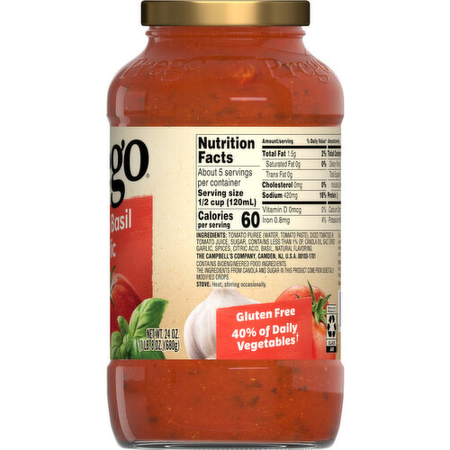 Prego Italian Tomato Basil Garlic Sauce