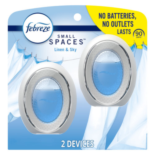 Febreze Small Spaces Air Freshener, Linen & Sky, .25 oz, Pack of 2