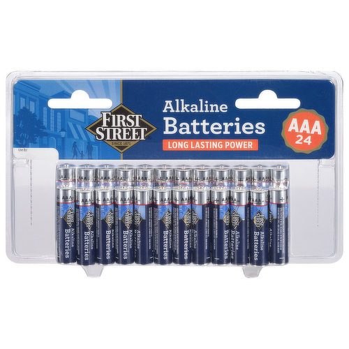 First Street Batteries, Alkaline, AAA, 1.5V, 24 Pack