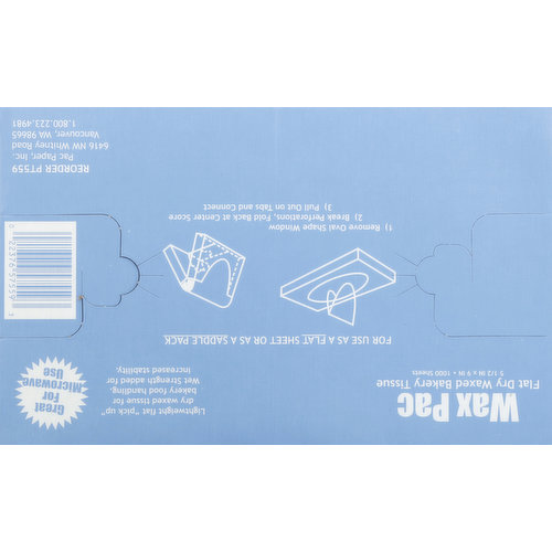 Wax Pac Bakery Tissue, Flat. Dry, Waxed