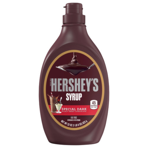 Hershey's Syrup, Fat Free, Mildly Sweet Chocolate, Special Dark
