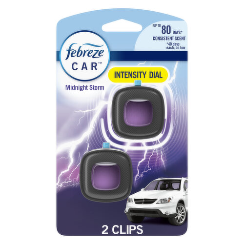 Febreze Febreze Car Air Freshener Vent Clip, Midnight Storm, .06 oz, 2 Count