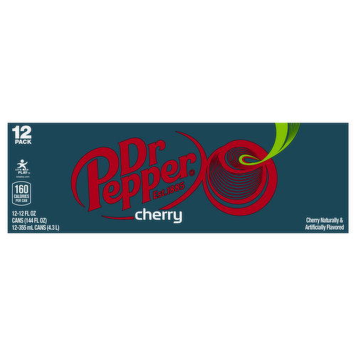 Dr Pepper Soda, Cherry, 12 Pack