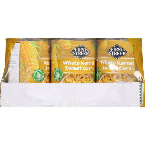 First Street Sweet Corn, Whole Kernel, 12 Pack