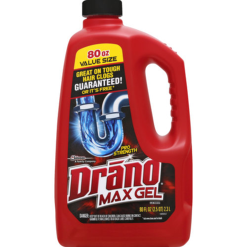 Drano Max Gel 80 OZ Clog Remover, Pro Strength, Max Gel, Value Size