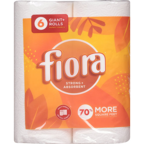 Fiora Paper Towels, Giant + Rolls, 2-Ply